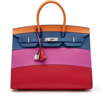 Apricot, Bleu Agate, Magnolia, and Rouge Casaque Epsom Sellier Sunset Rainbow Birkin 35 Palladium Hardware, 2020