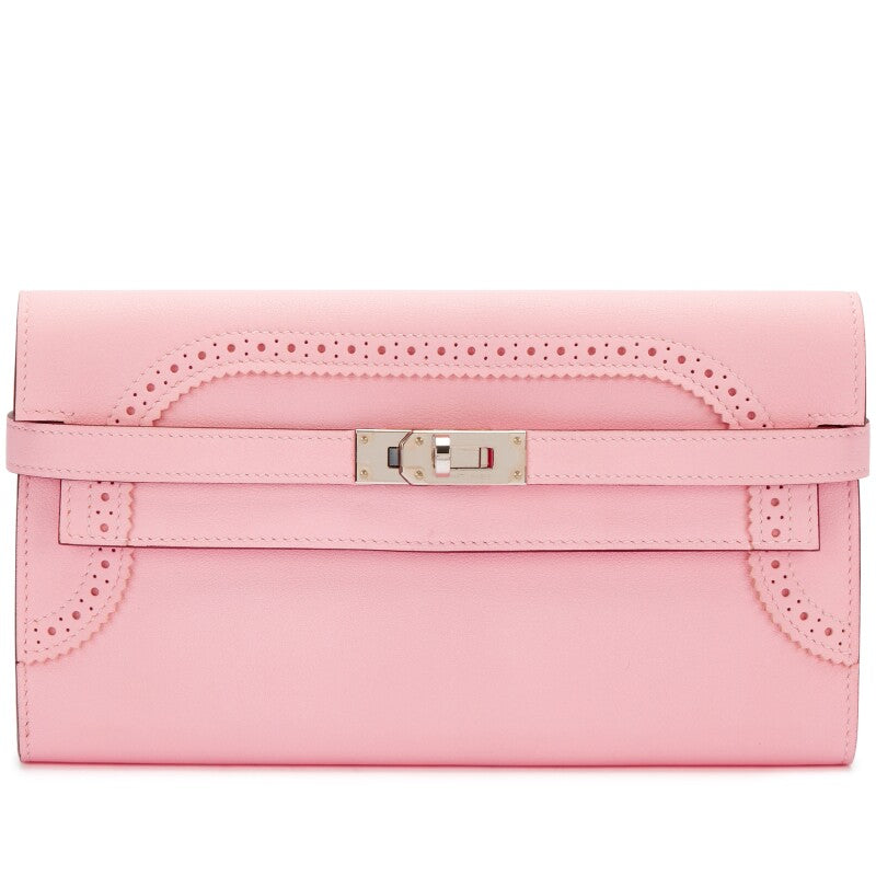 Rose Sakura Swift Ghillies Kelly Wallet Palladium Hardware, 2015