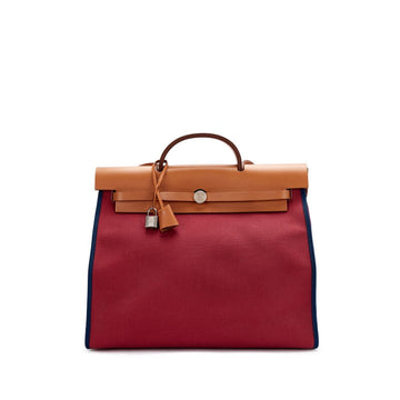 Natural Vache Hunter and Rouge Grenat and Bleu Saphir Toile Herbag 39 Palladium Hardware, 2014