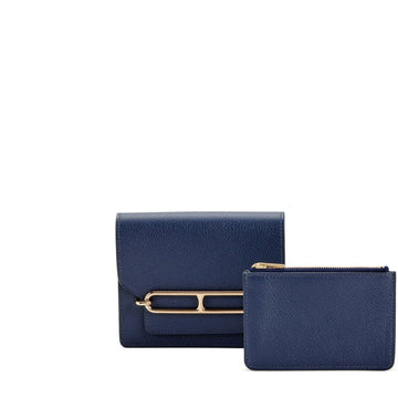 Blue Nuit Roulis Slim Compact Wallet Permabrass Hardware, 2022