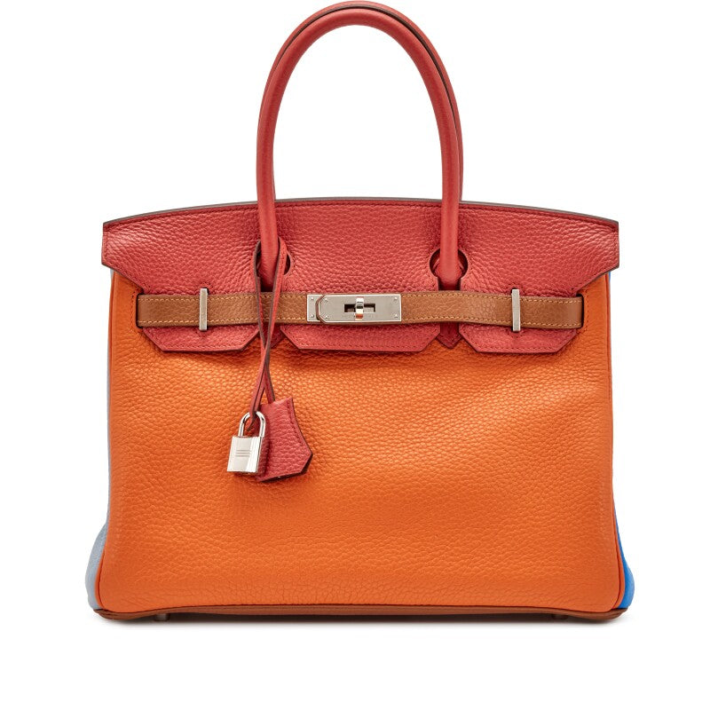 Orange H, Etain, Sanguine, Bleu Hydra, Gold and Bleu Lin Clemence Arlequin Birkin 30 Palladium Hardware, 2013