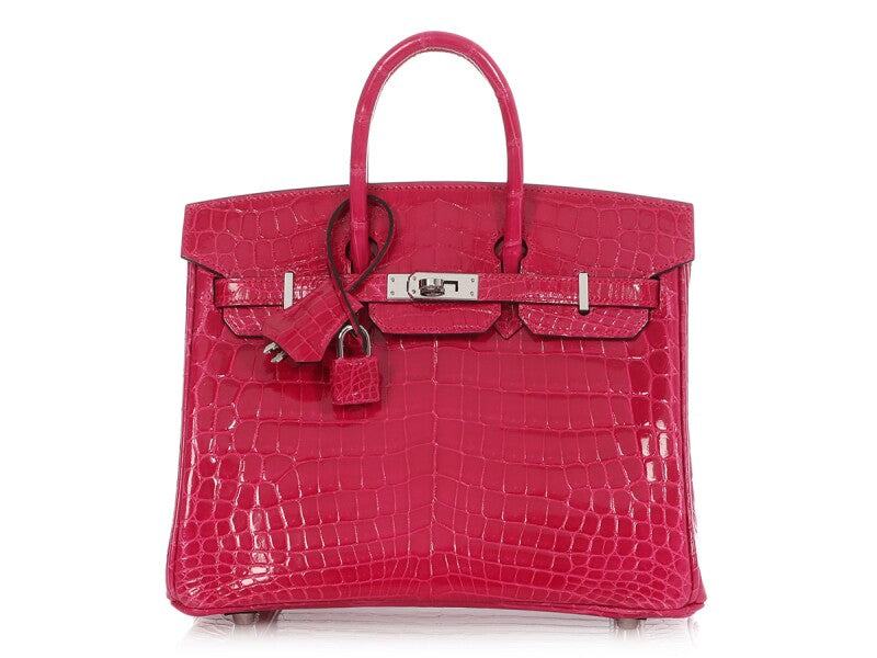 Rose Mexico Shiny Crocodile Birkin 25 Palladium Hardware, 2022