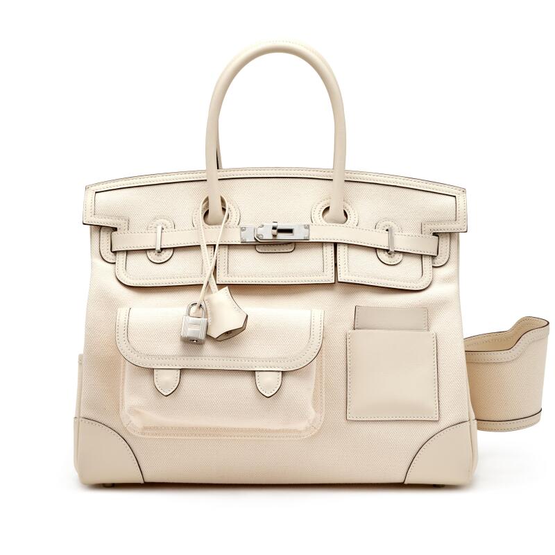 Nata Goeland Toile and Swift Cargo Birkin 35 Palladium Hardware, 2021