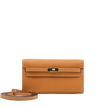 Toffee Epsom Kelly-To-Go Wallet Gold Hardware, 2023