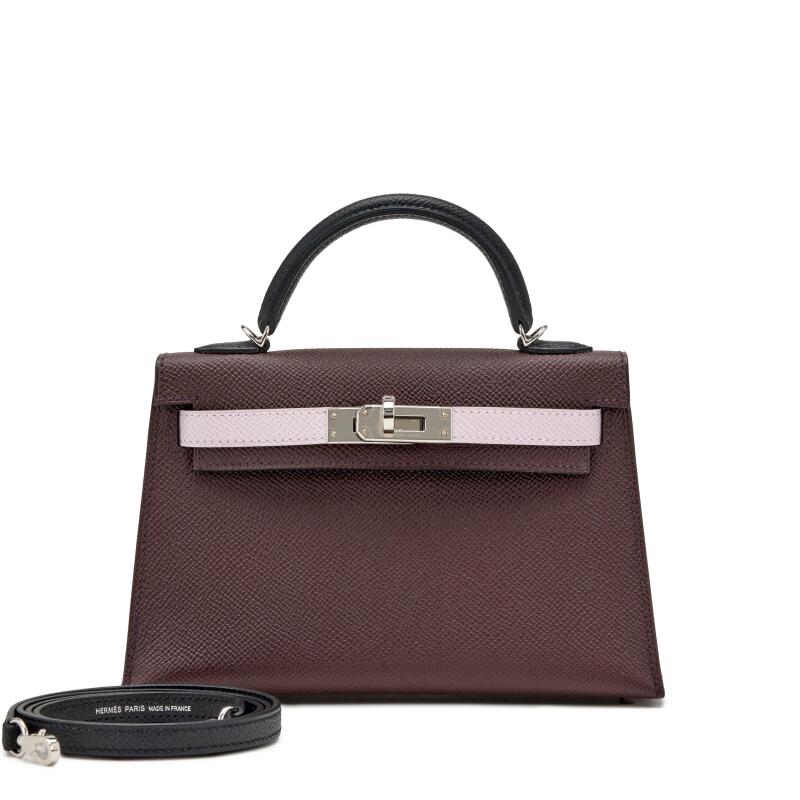 Rouge Sellier, Pale Mauve and Caban Tri-Color Epsom Mini Kelly 20 II Palladium Hardware, 2022