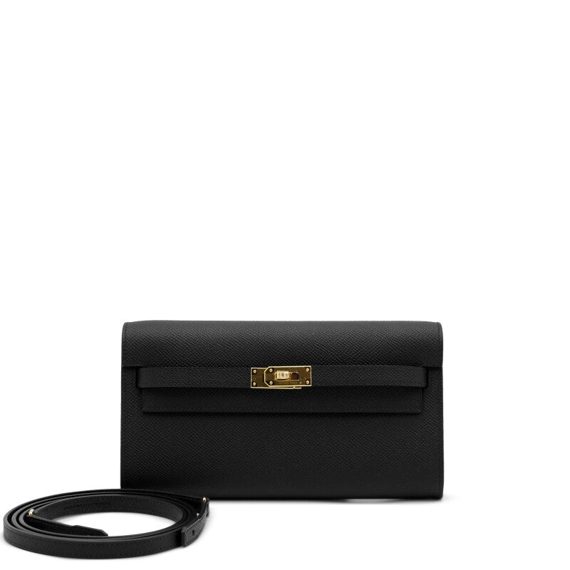 Black Epsom Kelly-To-Go Wallet Gold Hardware, 2023