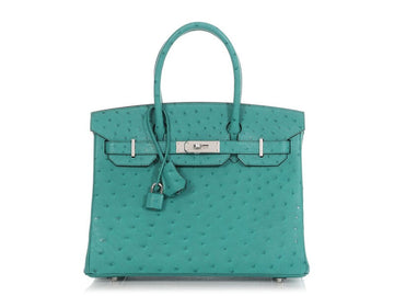 Vert Verona Ostrich Birkin 30 Palladium Hardware, 2020