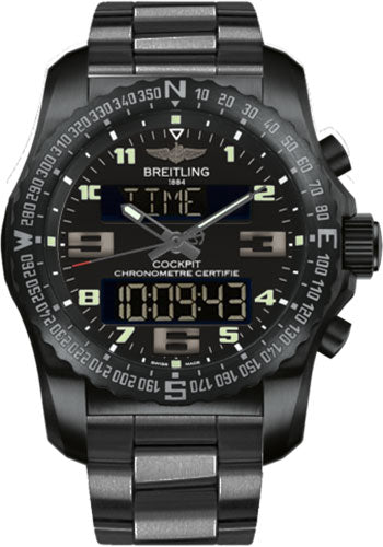 Breitling Cockpit B50 Watch - 46mm Black Titanium Case - Volcano Black Dial - Black Titanium Professional III Bracelet - VB501022/BD41/176V