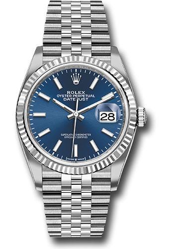 Rolex Steel Datejust 36 Watch - Fluted Bezel - Blue Index Dial - Jubilee Bracelet - 2019 Release - 126234 blij