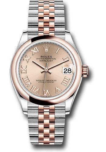 Rolex Steel and Everose Gold Datejust 31 Watch - Domed Bezel - Dark Rhodium Index Dial - Jubilee Bracelet - 278241 rorj